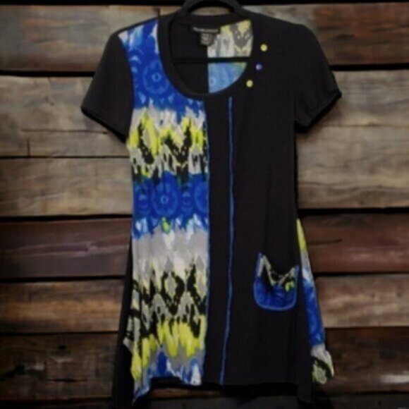 Frank Lyman Tunic Top Shark Bite Hem Round Neck Size 2 Made in Canada - Picture 13 of 13